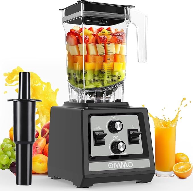 OMMO Blender for Smoothies: 1800W Peak Blenders for Kitchen 68oz BPA-Free Pitcher Timer &amp Speed Control 6 Stainless Steel Blades Dishwasher Safe Blender for Ice Crush/Smoothies/Frozen Drinks/G