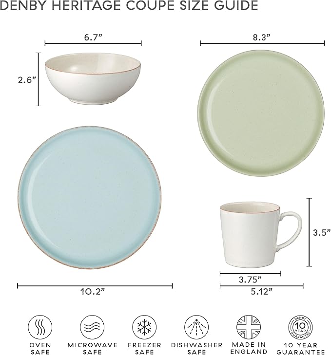 Denby - Heritage Pavillion Medium Plate - 8.25in Blue Scratch &amp Chip Resistant Dinner Lunch Salad Plate For Everyday Use - Ceramic Stoneware Tableware Dish - Dishwasher &amp Microwave Safe