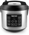 AROMA® 20-Cup (Cooked) / 10-Cup (Uncooked) Digital Rice Cooker Multicooker Slow Cooker Steamer Flash Rice Keep Warm Sensor Logic® Technology Stainless Steel Exterior