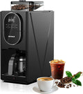 Coffee Maker with Grinder Programmable Hot and Cold Coffee Maker with 22 oz Glass Carafe Adjustable Fully Automatic grind and brew Coffee Machine with Timer Black Americano Iced Coffee Machine