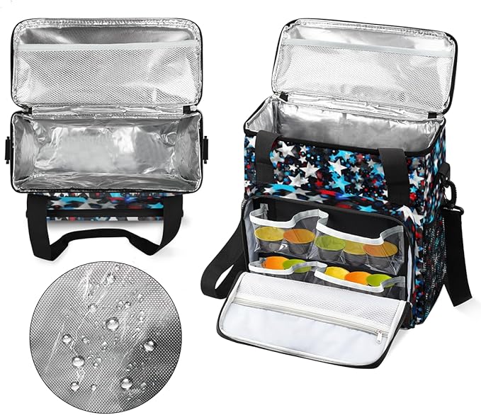 Star-Powered Celebration 4th of July Coffee Maker Carrying Bag Travel Storage Bag Compatible with K-Mini or K-Mini Plus Single Serve Coffee Brewer Carrying Case with Pockets &amp Shoulder Strap