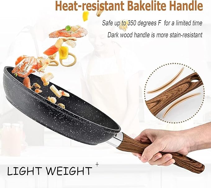 17 Piece Pots and Pans Set Non Stick Kitchen Cookware Sets with Nonstick Granite Stone Coating Suitable for Induction Cooktops Black