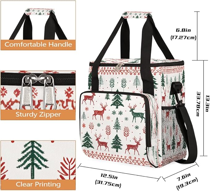 Christmas (736) Coffee Maker Carring Bag Travel Carrying Storage Tote Bag Compatible with Keurig K-Mini or K-Mini Plus Portable Single Serve Coffee Brewer Case with Pockets for K-cup Pods