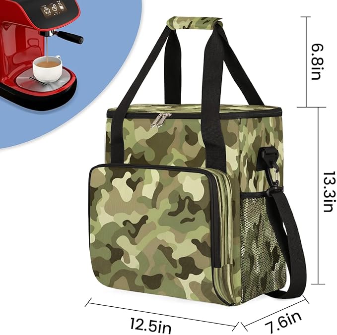 Camouflage Army Green Coffee Maker Carrying Bag for Keurig K-Mini or K-Mini Plus Storage Portable Coffee Maker Travel Bag