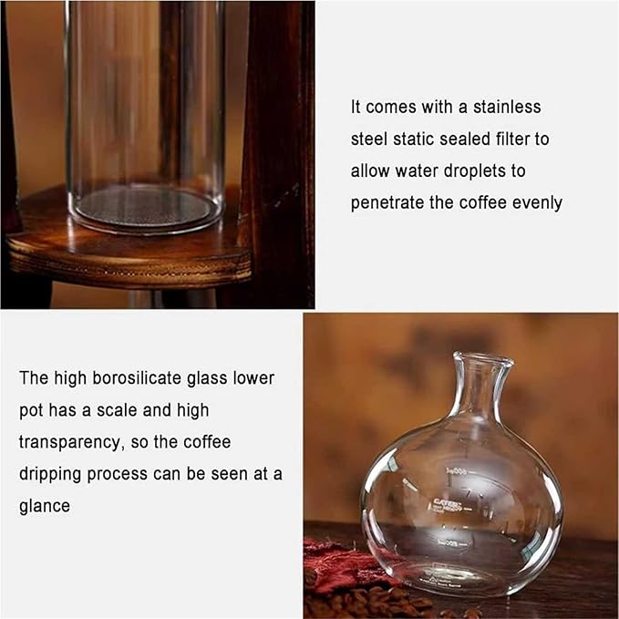 Cold Brew Coffee Tower Cold Drip Coffee Maker Large Capacity 600ML/1000ML With Water Flow Regulating Valve And Sealing Filter Slow Drip Technology For Home Office(800ML)