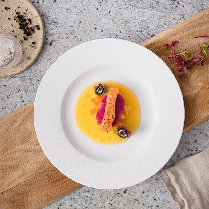 Villeroy &amp Boch Manufacture Rock Blanc 4-Piece Place Setting Plates &amp Bowls Premium Porcelain Made in Germany Matte White