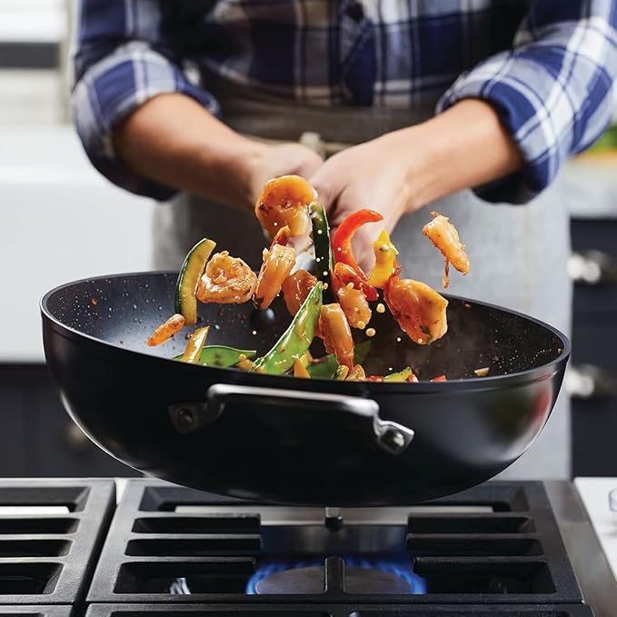 KitchenAid Hard Anodized Induction Nonstick Stir Fry Pan/Wok with Helper Handle 12.25 Inch - Matte Black