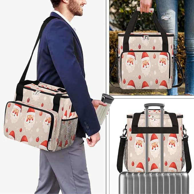 Christmas (686) Coffee Maker Carring Bag Travel Carrying Storage Tote Bag Compatible with Keurig K-Mini or K-Mini Plus Portable Single Serve Coffee Brewer Case with Pockets for K-cup Pods