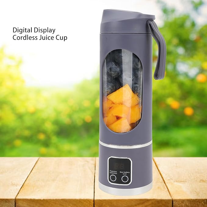 Pongnas Portable Blender Electric Juicer Cup Rechargeable USB Blender Cup 450ML Portable Juicer Cup for Juice Yogurt Baby Food with 1300mAh Battery