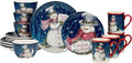 Certified International Snowman Greetings 16 Pc Dinnerware Set Service for 4