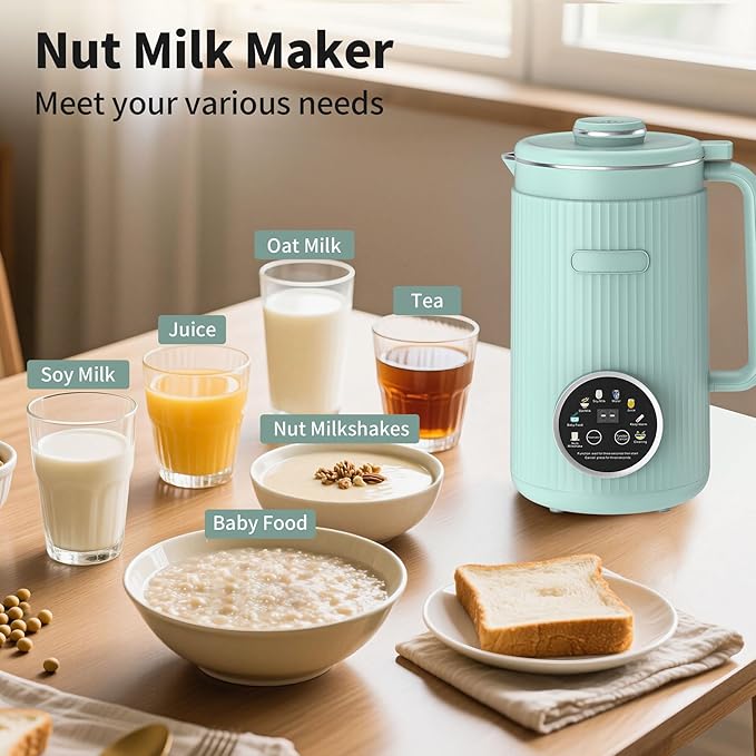 VBGK 8 in 1 Nut Milk Maker Blender With 20 Bladers40oz Soy Almond Oat Coconut Plant Based and Non Dairy Beverages Automatic Soybean Machine With Delay Start/Keep Warm/Boil Water/Auto-clean.