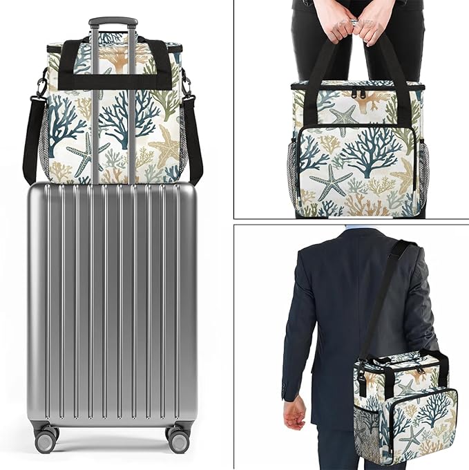 Starfish Beach Coffee Maker Travel Bag Cute Insulated Grocery Bag Travel Picnic Leakproof Cooler Bags With Shoulder Strap
