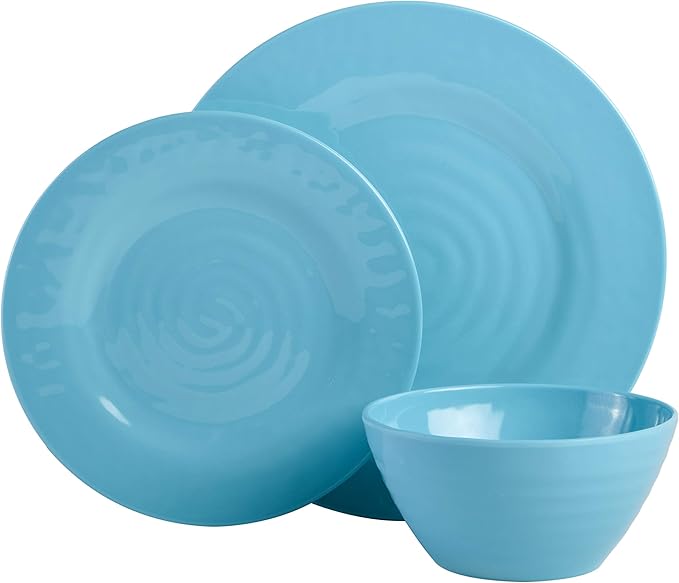 Gibson Home Brist Melamine Plastic Dinnerware Set Service for Four (12pcs) Assorted II