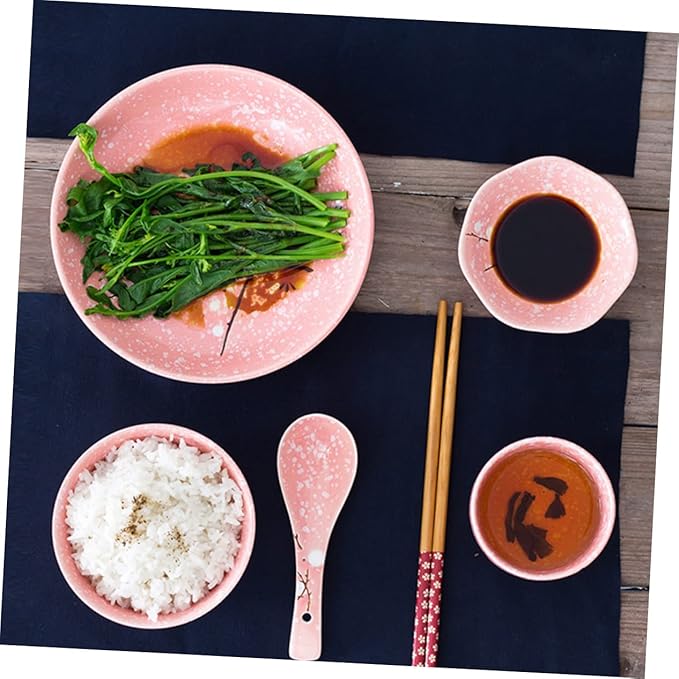 Floral Dinnerware Set Porcelain Dinnerware Set Pink Cutlery Japanese Plates Elegant Kit