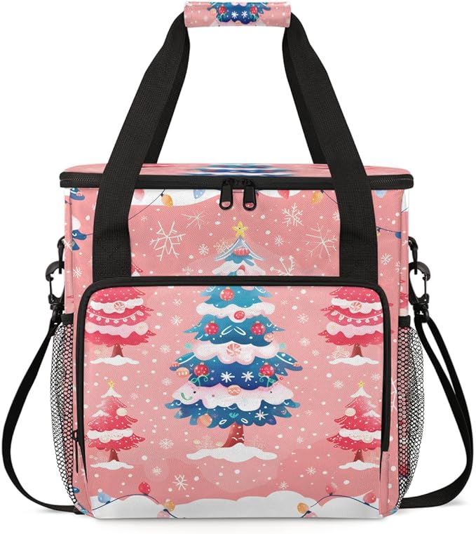 Mystical Xmas Tree Coffee Maker Carrying Bag Portable Travel Storage Tote Bag Compatible with K-Mini or K-Mini Plus Single Serve Coffee Brewer Carrying Case with Multiple Pockets &amp Shoulder Stra