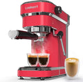 Espresso Machine 20 Bar Professional Espresso Maker with Milk Frother Steam Wand Compact Coffee Machine with Removable Water Tank for Cappuccino Latte Gift for Dad or Mom Stainless Steel Red