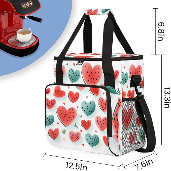 Waterlemon Heart Coffee Maker Carrying Bag Portable Travel Storage Tote Bag Compatible with K-Mini or K-Mini Plus Single Serve Coffee Brewer Carrying Case with Multiple Pockets &amp Shoulder Strap