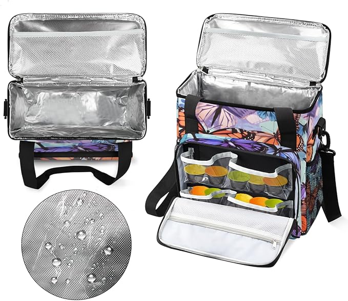 Abstract Butterfly Coffee Maker Carrying Bag Portable Travel Storage Tote Bag Compatible with K-Mini or K-Mini Plus Single Serve Coffee Brewer Carrying Case with Multiple Pockets &amp Shoulder Stra