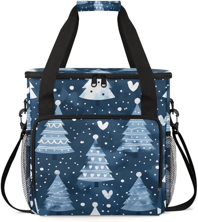 Dreamy Tree Christmas Coffee Maker Carrying Bag Portable Travel Storage Tote Bag Compatible with K-Mini or K-Mini Plus Single Serve Coffee Brewer Carrying Case with Multiple Pockets &amp Shoulder S