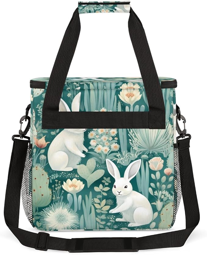 Easter Coffee Maker Carrying Bag Easter Rabbit Portable Travel Storage Tote Bag Compatible with K-Mini or K-Mini Plus Single Serve Coffee Brewer Carrying Case with Multiple Pockets &amp Shoulder St