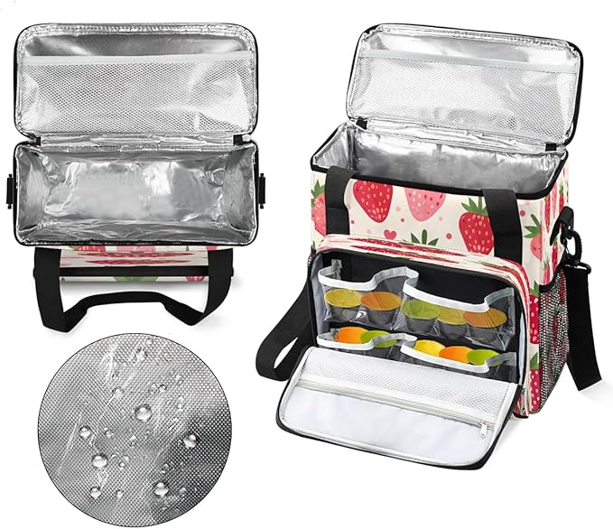 Love Heart Strawberry Coffee Maker Carrying Bag Compatible with K-Mini or K-Mini Plus Portable Single Cup Coffee Maker Case with Pockets for K Cup Pods