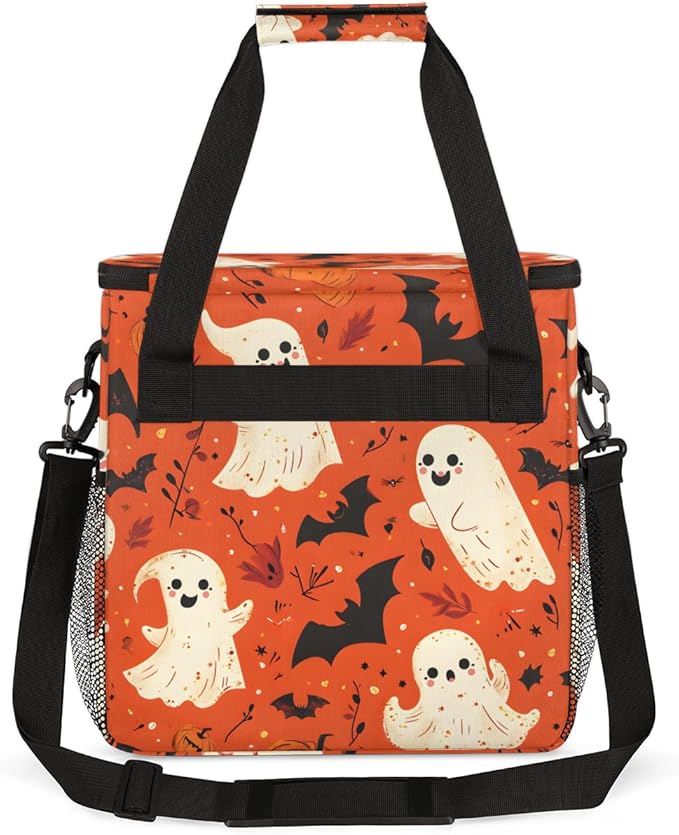 Spooky Ghosts Coffee Maker Carrying Bag Retro Ghosts Travel Storage Bag Compatible with K-Mini or K-Mini Plus Single Serve Coffee Brewer Carrying Case with Multiple Pockets &amp Shoulder Strap