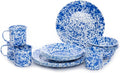 Enamelware Starter Set 16 piece Blue/White Splatter