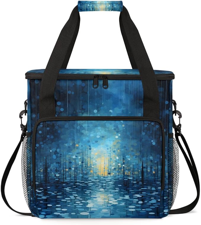 Glitter Coffee Maker Carrying Bag Midnight Blue Portable Travel Storage Tote Bag Compatible with K-Mini or K-Mini Plus Single Serve Coffee Brewer Carrying Case with Multiple Pockets &amp Shoulder S