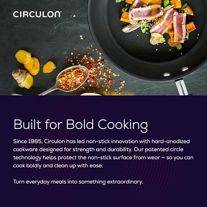 Circulon Radiance Deep Hard Anodized Nonstick Frying Pan /Skillet with Lid - 12 Inch Gray