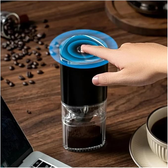 Portable Coffee Machine 2Pcs Portable Electric Coffee Grinder Household Detachable Coffee Bean Grinder Rechargeable Grinderfor Outdoor Travel Picnic(BLACK_TWO PACKAGING)