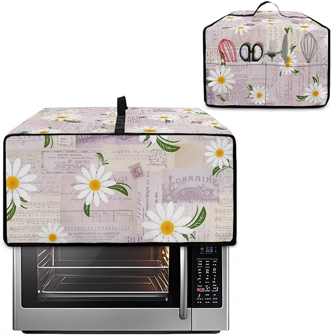 Doojoayie 4 Slice Toaster Oven Covers for Kitchen Counter Daisy Print Toaster Cover 18.5x14.5x 9 Small Appliance Dust Protector Kitchen Decoration Gifts for Women