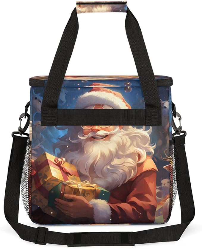 Colorful Santa Claus Coffee Maker Carrying Bag Cartoon Santa Claus Travel Storage Bag Compatible with K-Mini or K-Mini Plus Single Serve Coffee Brewer Carrying Case with Pockets &amp Shoulder Strap