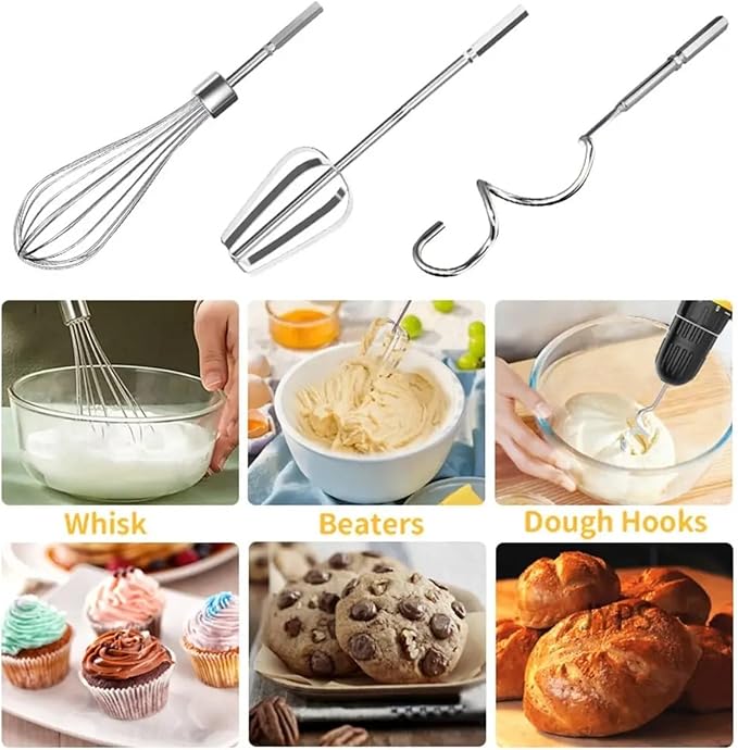 Universal Stainless Steel Egg Beater Mixer Multifunctional Egg Baking Tools Replaceable Electric Drill Accessories Cream(C)