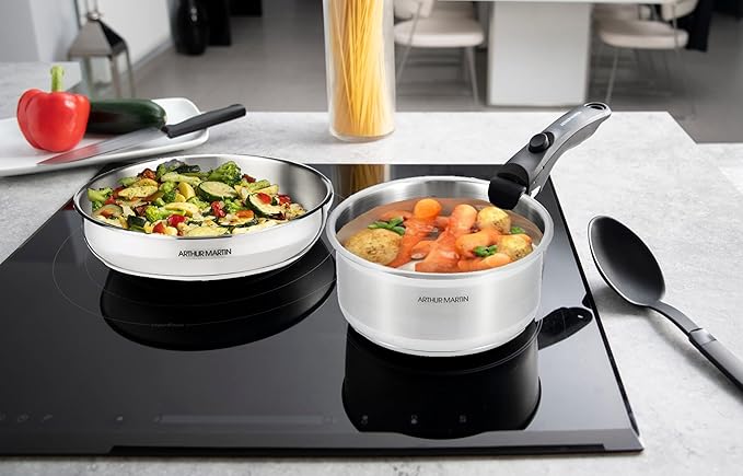 Arthur Martin Set of 3 Saucepans (16/18/20 cm) with 1 Handle Grey