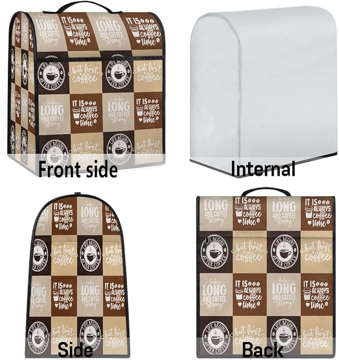 cfpolar Kitchen Aid Mixer Cover Compatible with 6-8 Quarts Coffee Checkered Pattern Stand Mixer Cover Kitchen Aid Mixers Accessories Appliance Organizer