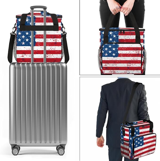 Star-Spangled 4th of July Coffee Maker Carrying Bag Travel Storage Bag Compatible with K-Mini or K-Mini Plus Single Serve Coffee Brewer Carrying Case with Multiple Pockets &amp Shoulder Strap