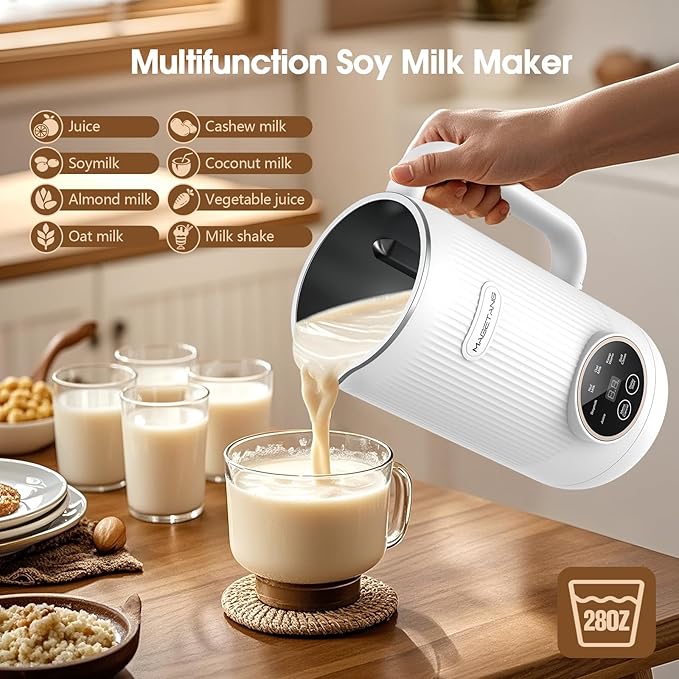 7 in 1 Nut Milk Maker Machine 28oz Automatic Milk Maker for Homemade Coconut Oat Soy Plant-Based Milk Juice with 18H Delay Start/6H Keep Warm/Self Cleaning (Cream)