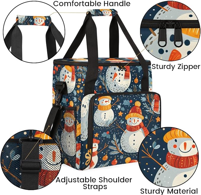Christmas Snowman Coffee Maker Carrying Bag Cartoon Snowman Travel Storage Bag Compatible with K-Mini or K-Mini Plus Single Serve Coffee Brewer Carrying Case with Multiple Pockets &amp Shoulder Str