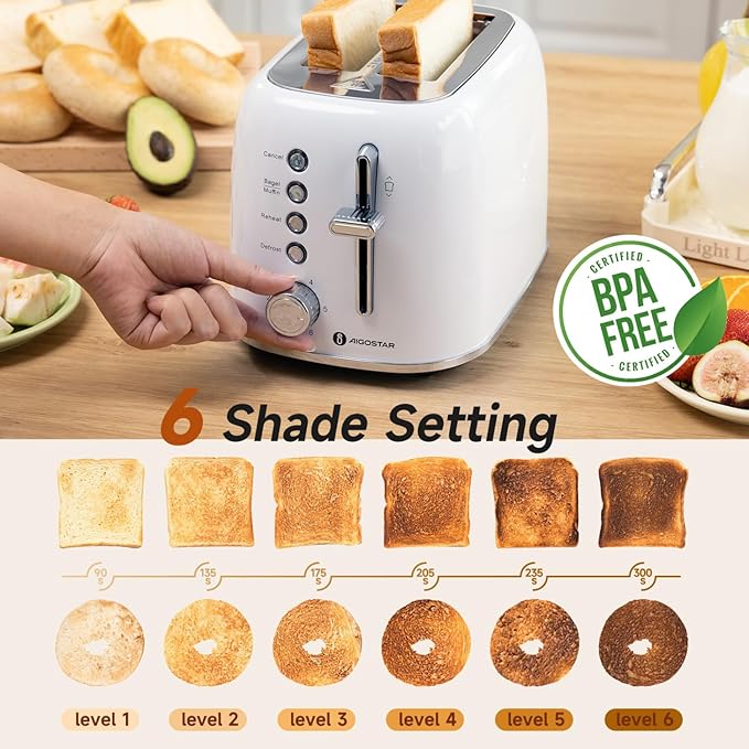 Aigostar Toaster 2 Slice Retro Toaster Stainless Steel and Panini Press Grill Aigostar 1000W Sandwich Maker with Ceramic Non-stick Plates Opens 180 Degrees for Any Size Food