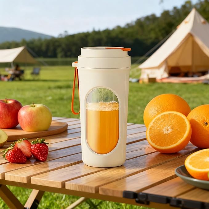Juicer Blender Portable Usb Rechargeable Smoothie Maker Ice Crushing 1500Ma Battery 40W 21000 R/Min White And Orange