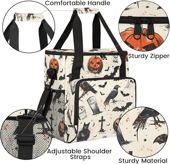 Retro Pumpkin Coffee Maker Carrying Bag Cute Pumpkin Travel Storage Bag Compatible with K-Mini or K-Mini Plus Single Serve Coffee Brewer Carrying Case with Multiple Pockets &amp Shoulder Strap