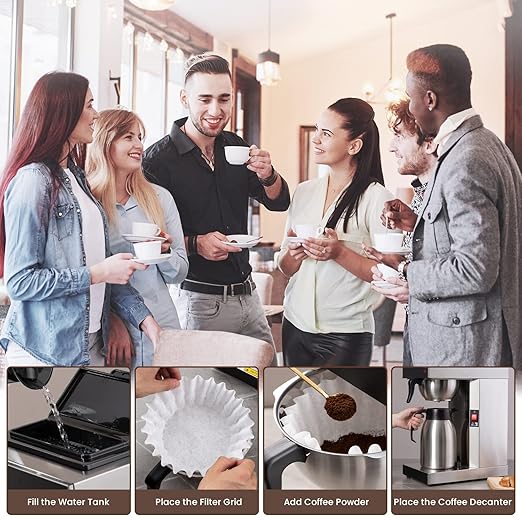 SYBO Commercial Coffee Makers 12 Cup Drip Coffee Maker Brewer with 74Oz thermal carafe Stainless Steel Cafetera SF-CB-1AA