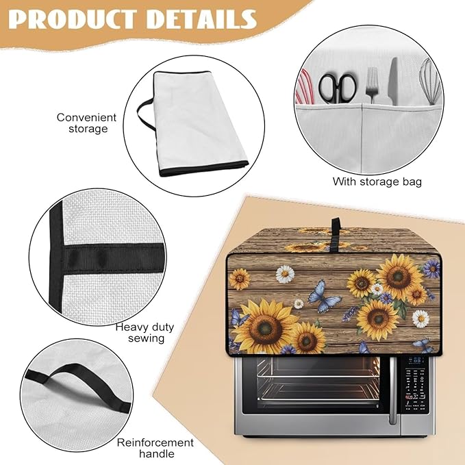 Doojoayie Butterfly &amp Sunflower Toaster Cover 4 Slice Toaster Oven Covers Small Appliance Protector Universal Fit Kitchen Appliance Covers for Bread Machine Air Fryer