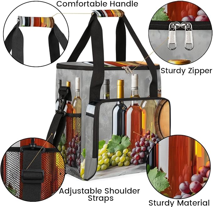 Coffee Maker Carrying Bag Grape Wine Single Cup Coffee Maker Travel Bag Compatible with Keurig K-Mini or K-Mini Plus Portable Storage Bag with Shoulder StrapAZ-194