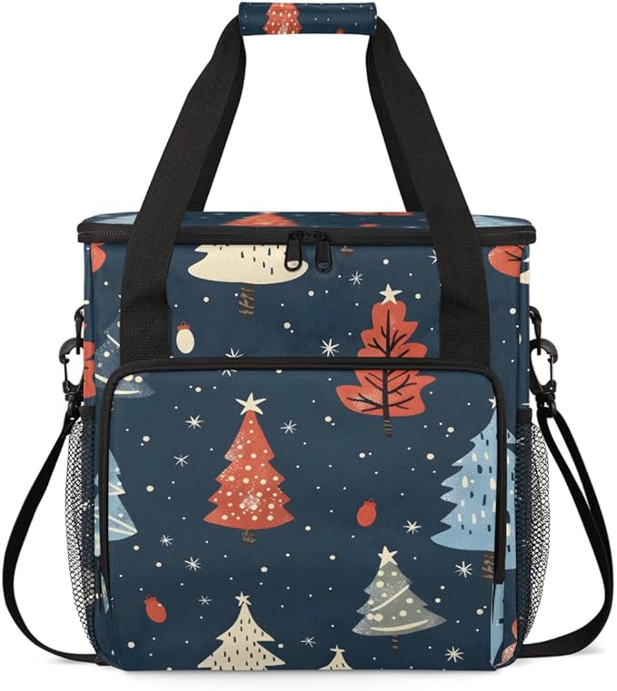 Modern Xmas Tree Coffee Maker Carrying Bag Portable Travel Storage Tote Bag Compatible with K-Mini or K-Mini Plus Single Serve Coffee Brewer Carrying Case with Multiple Pockets &amp Shoulder Strap