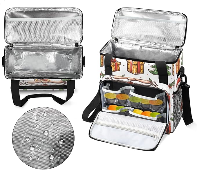 Glitter Santa Claus Coffee Maker Carrying Bag Portable Travel Storage Tote Bag Compatible with K-Mini or K-Mini Plus Single Serve Coffee Brewer Carrying Case with Multiple Pockets &amp Shoulder Str
