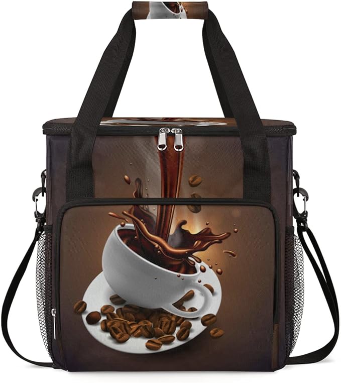 cfpolar Coffee Maker Storage Bag Waterproof Travel Carrying Storage Tote Bag Organizer Case Compatible with K-Mini or K-Mini Plus And Suitable for Other Accessories With Pockets for K-Cup Pods