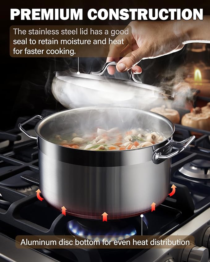 Cooks Standard Kitchen Cookware Sets Stainless Steel Professional Pots and Pans Include Saucepan Sauté Pan Stockpot with Lids 8-Piece Silver