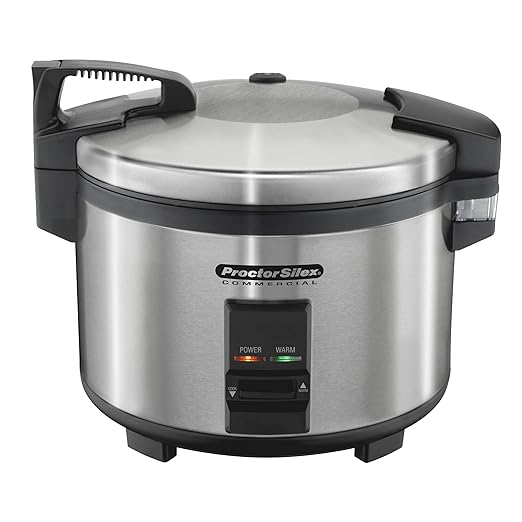 Proctor Silex Commercial 37540 Rice Cooker/Warmer 40 Cups Cooked Rice Capacity Nonstick Inner Pot Hinged Lid Stainless Steel Housing Conforms to NSF