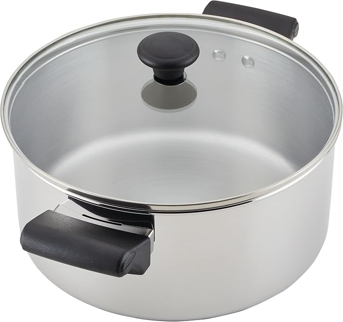 Farberware Classic Traditions Stainless Steel Cookware Induction Pots and Pans Set with Prestige Cooking Utensils 12 Piece - Stainless Steel